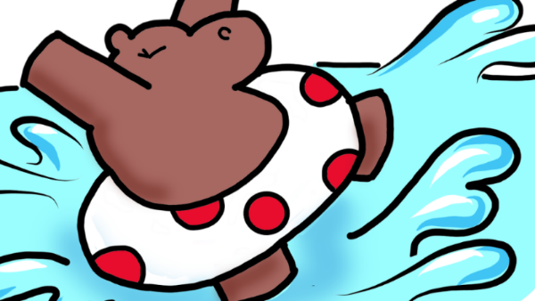 Choco jumps in pool 